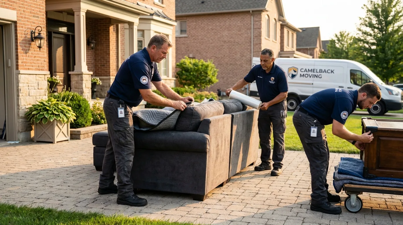 Large estate moving crew wrapping furniture in Poughkeepsie, NY
